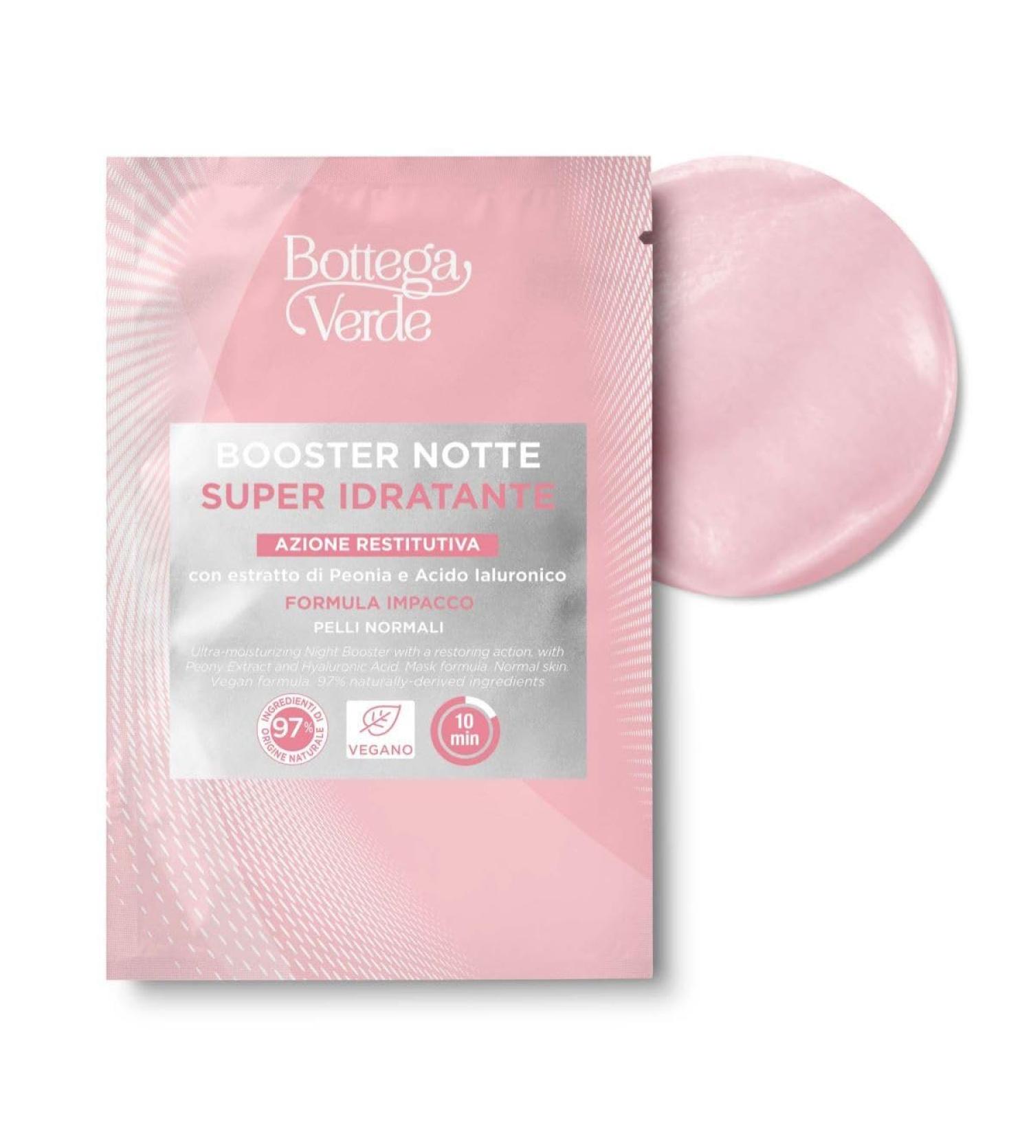 Bottega Verde Bottega Verde - Night booster - super moisturizing - restorative action - with peony extract and hyaluronic acid (10ml) - compress formula - normal skin