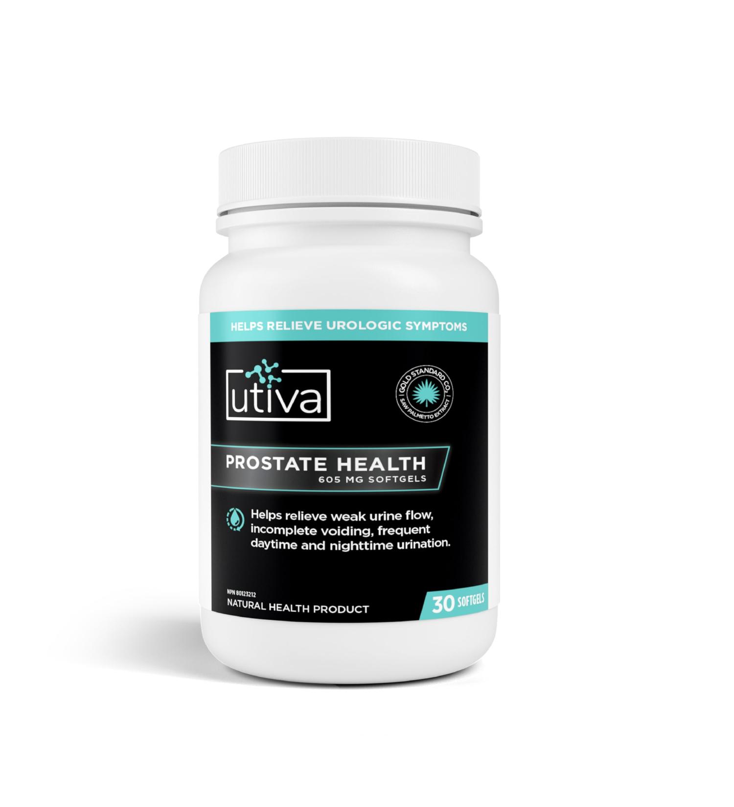 Utiva Prostate Health Supplement for Men - Natural Formula for Prostate Function and Urine Flow - Beta-Sitosterol and Saw Palmetto Prostate Supplement - Made in Canada 30 Softgels - Buy Online on GoSupps.com