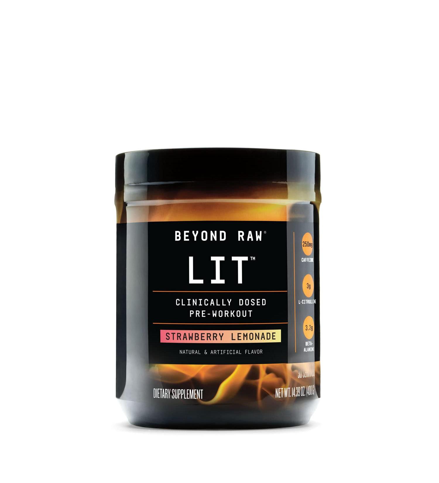 Beyond Raw LIT Clinically Dosed Pre-Workout Powder Strawberry Lemonade - 30 Servings Pack | With Caffeine, L-Citrulline, Beta-Alanine, Nitric Oxide | Preworkout Supplement - Buy Online on GoSupps.com
