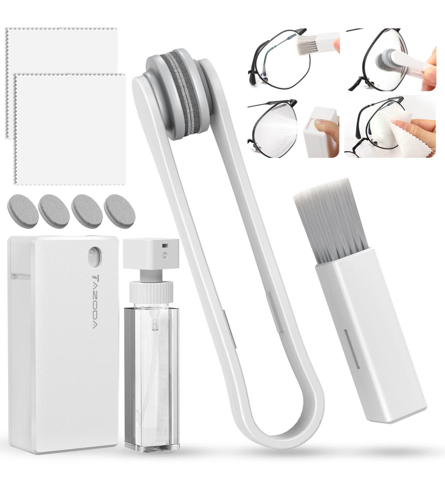 5-in-1 Eyeglass Cleaner Kit with Carbon Microfiber Technology - Anti Fog Spray, Cleaning Clips, Cloth & Brush - Buy Online on GoSupps.com