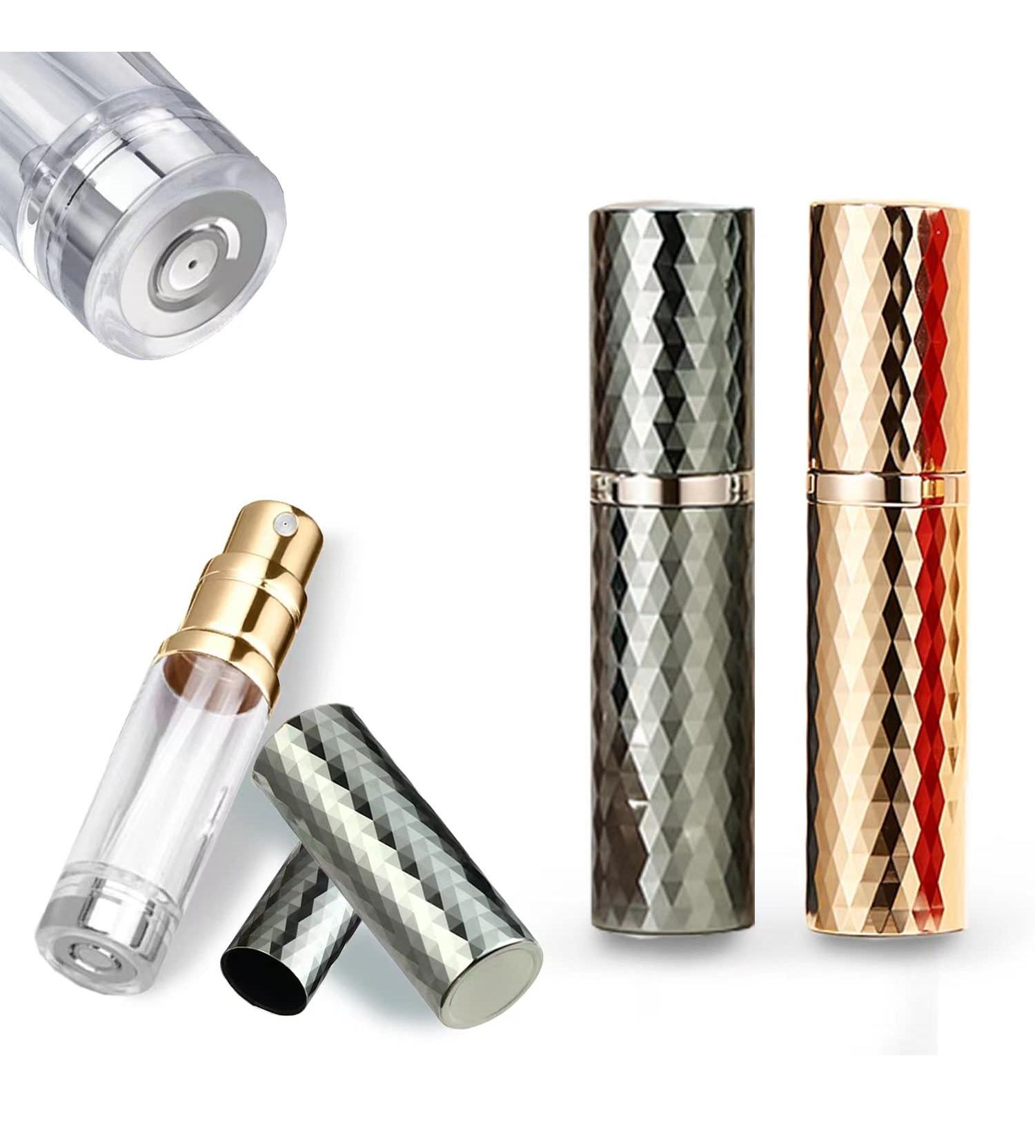 Travel Cologne Bottle - Gold & Grey Rhombic Refillable Perfume Atomizer | 5ml Travel Spray - Buy Online on GoSupps.com