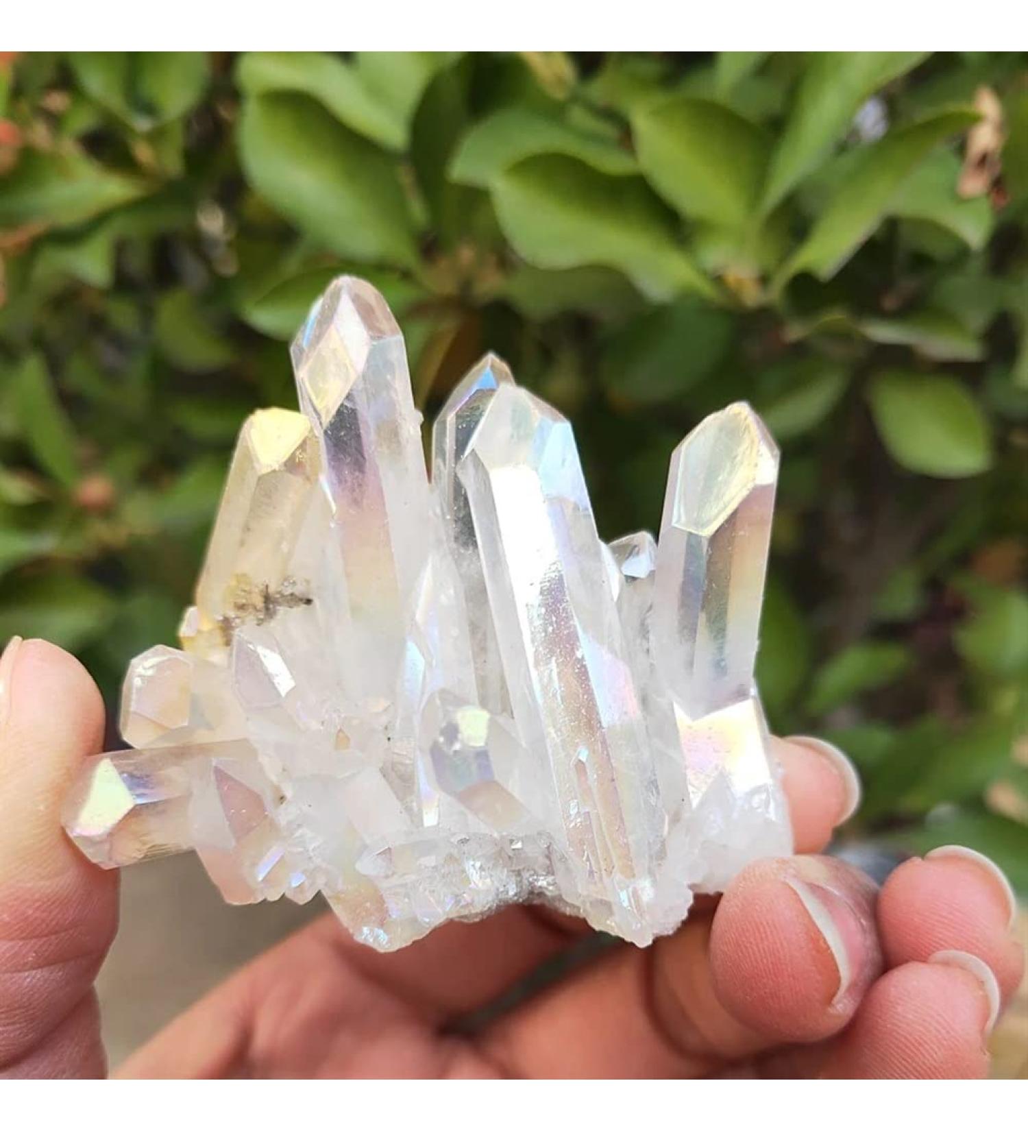Natural Crystal 70grams Natural White Angel Crystal Cluster Electroplating Titanium Coating Quartz Cluster Power Crystal - Buy Online on GoSupps.com