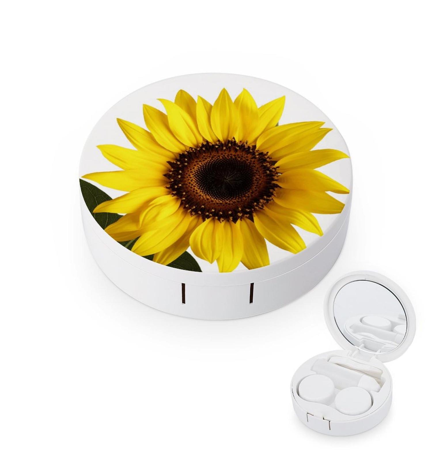 Flower Sunflower Print Contact Lens Case - Travel Box for Lens Care | Durable Plastic Case - Buy Online on GoSupps.com