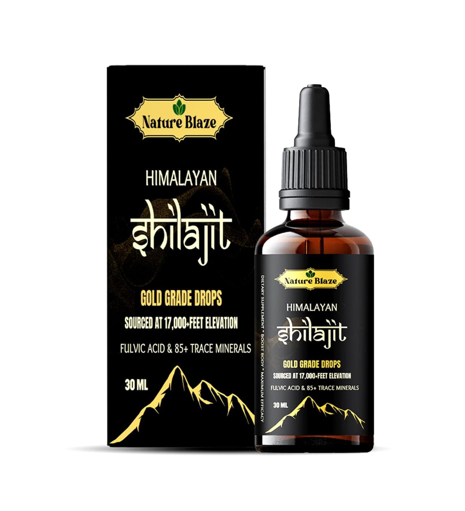 Nature Blaze Organic Himalayan Shilajit Drops for Men & Women (30Ml / 1.0 Oz) - Buy Online on GoSupps.com