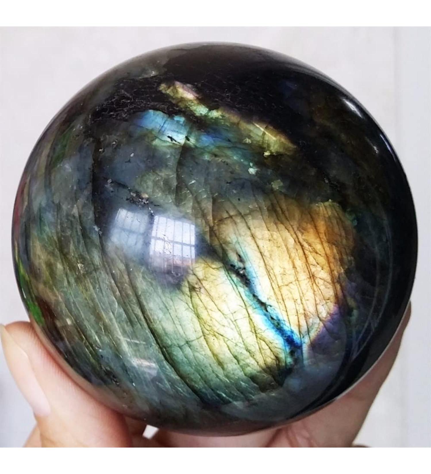 Stone Jewelry 65mm Natural Labradorite Quartz Crystal Ball Orb Beautiful Natural Crystal Stone Crystal Stone Jewelry Full of Texture - Buy Online on GoSupps.com