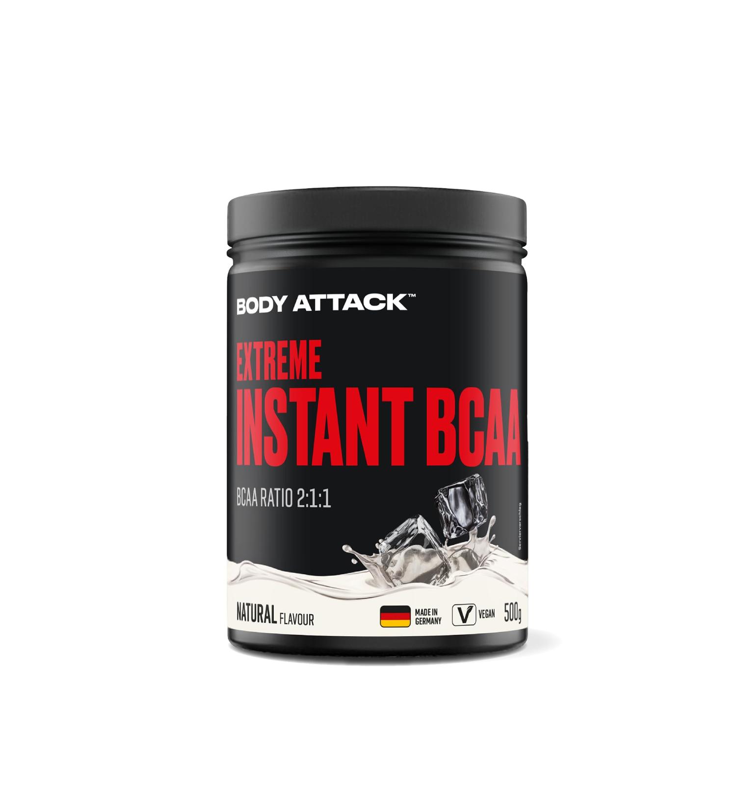 Buy Body Attack Instant BCAA 500G - Natural Vegan Amino Acids for Muscle Building - Sugar-Free L-Leucine - Made in Germany | International Shipping - Buy Online on GoSupps.com