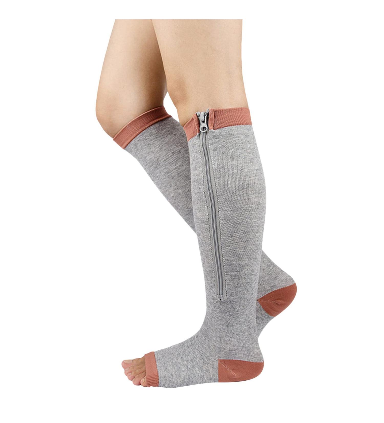Clicitina Zippered Knee High Open Toe Walking & Running Boots DS756 | Grey L - Best International Shipping - Buy Online on GoSupps.com