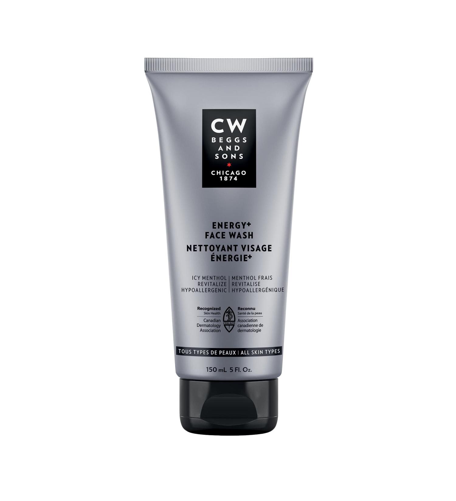 CW Beggs Energy+ Face Wash for Men - Energizing Icy Menthol Cleanser Hypoallergenic & Cruelty-Free 5 Fl. Oz - Buy Online on GoSupps.com