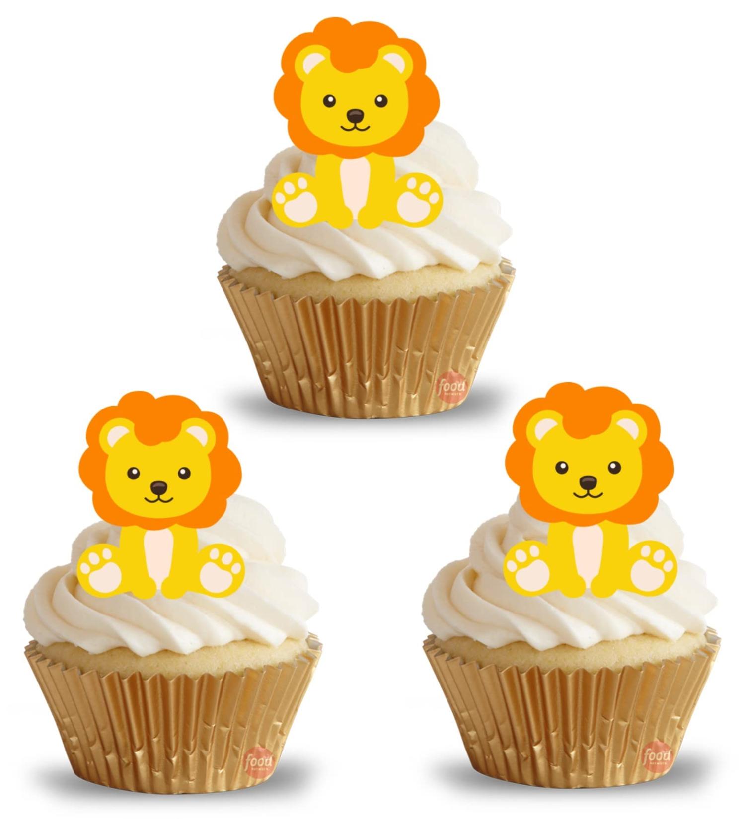 24 edible PRE CUT Jungle Lion style kids childrens party decorations Wafer Paper Cupcake Fairy Cake Toppers - Buy Online on GoSupps.com