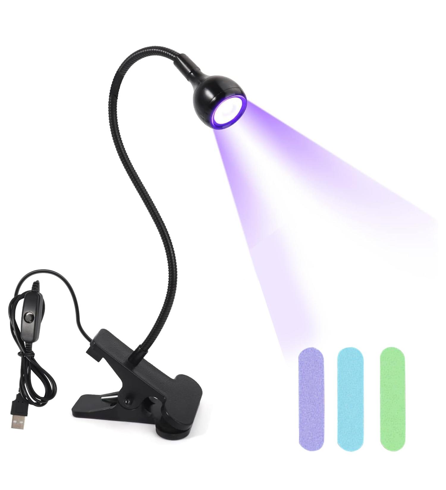 Coolicee UV Glue Curing Nail Lamp Gel Nail Dryer LED Lamp 3W USB Curing Nail Polish Tools for Mobile Phone Repair Purple Light with Clip (Black) - Buy Online on GoSupps.com