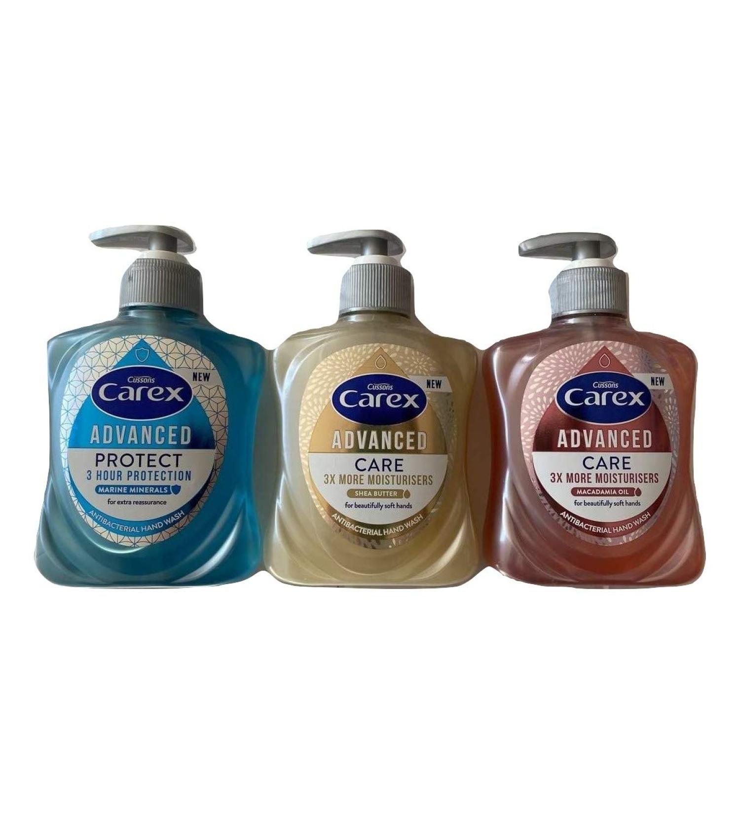 Carex Advanced Care Antibacterial Hand Wash 3 Set Shea Butter Macadamia Oil Marine Minerals for soft hands from Kingdom Supplies - Buy Online on GoSupps.com