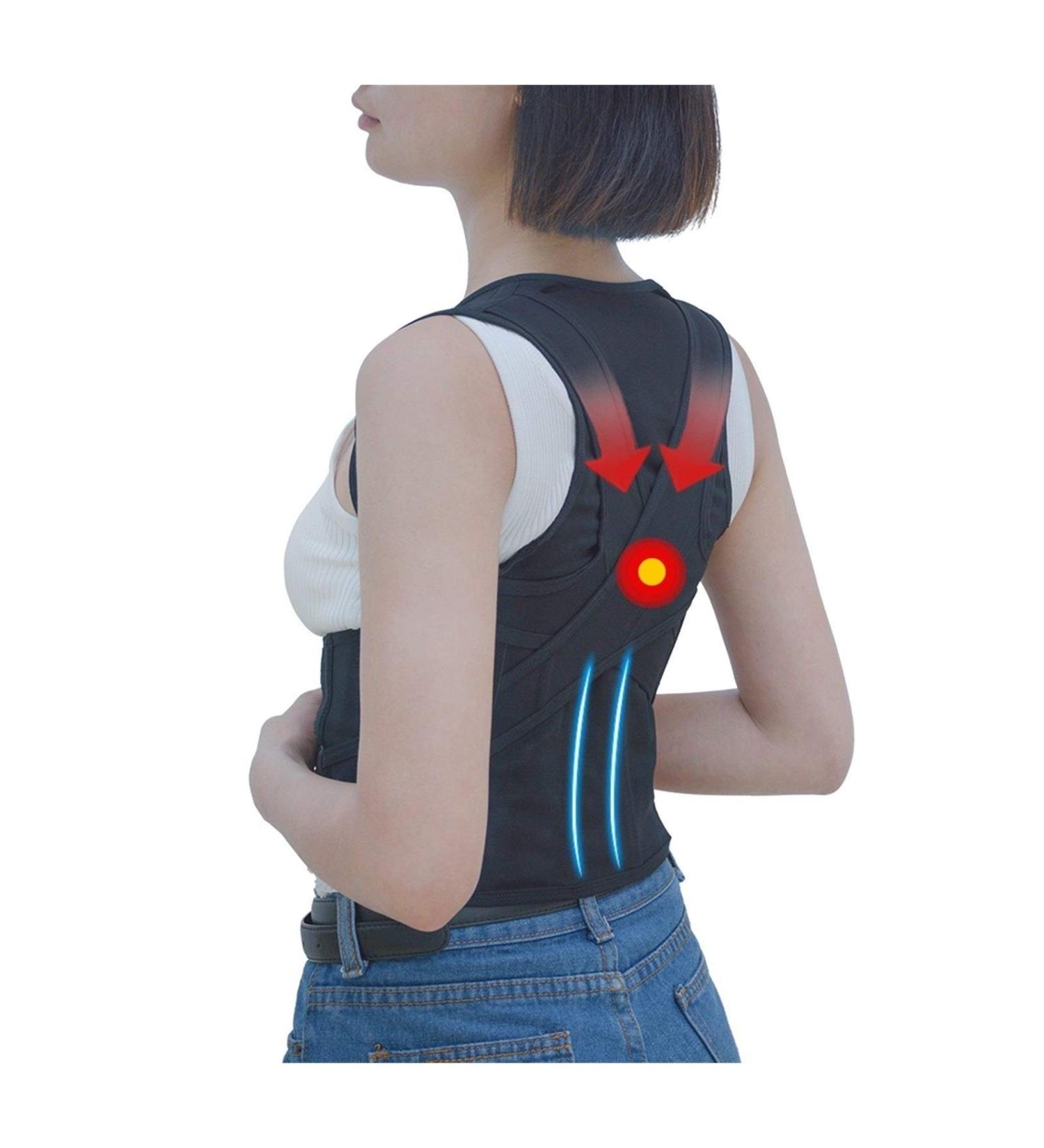 Brace Support Belt Adjustable Back Posture Corrector Postura Spine Shoulder Lumbar Black Medium - Buy Online on GoSupps.com