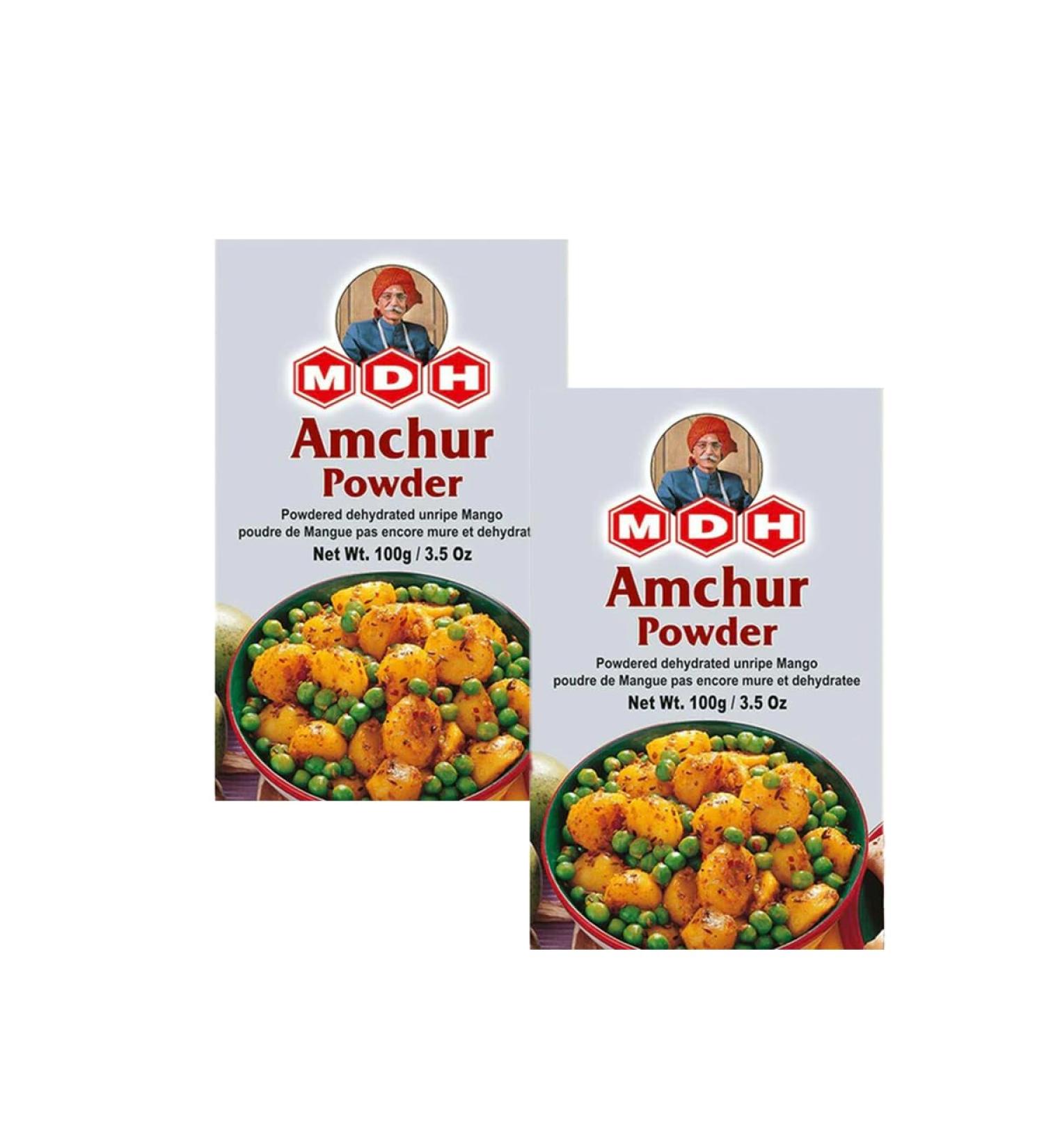 MDH Various Seasoning Masala Powder - A Mixture of Spices Adds Taste - Aromatic & Enhances the flavor of the meal -Simplifies & Speeds Up The Cooking Process (Amchoor Powder (100g) Pack of 2)