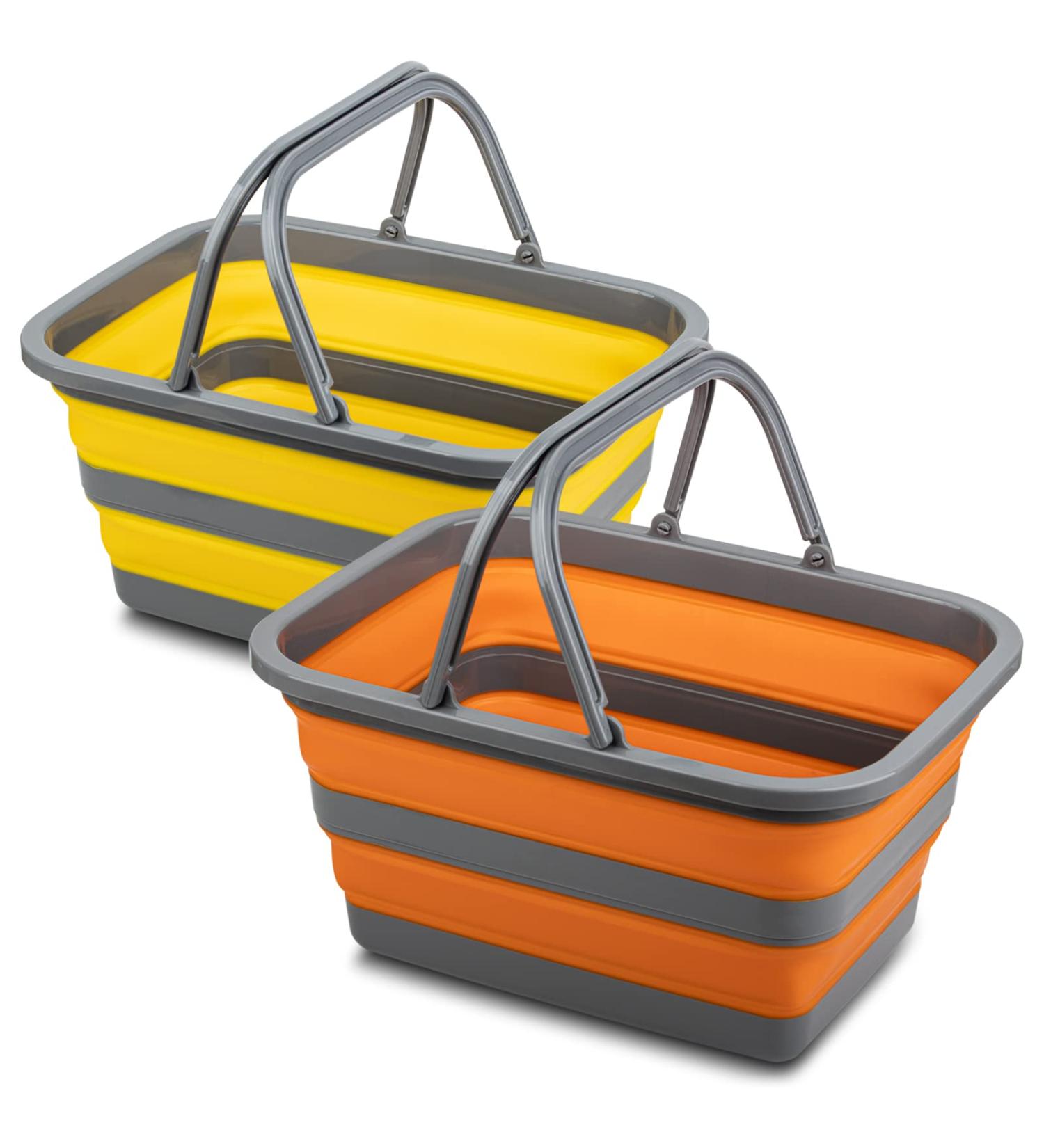 Tiawudi Collapsible Sink - 2 Pack (Grey/Orange, Grey/Yellow) | 3.17 Gal/12L Wash Basin for Dishes, Camping, Hiking & Home - Buy Online on GoSupps.com