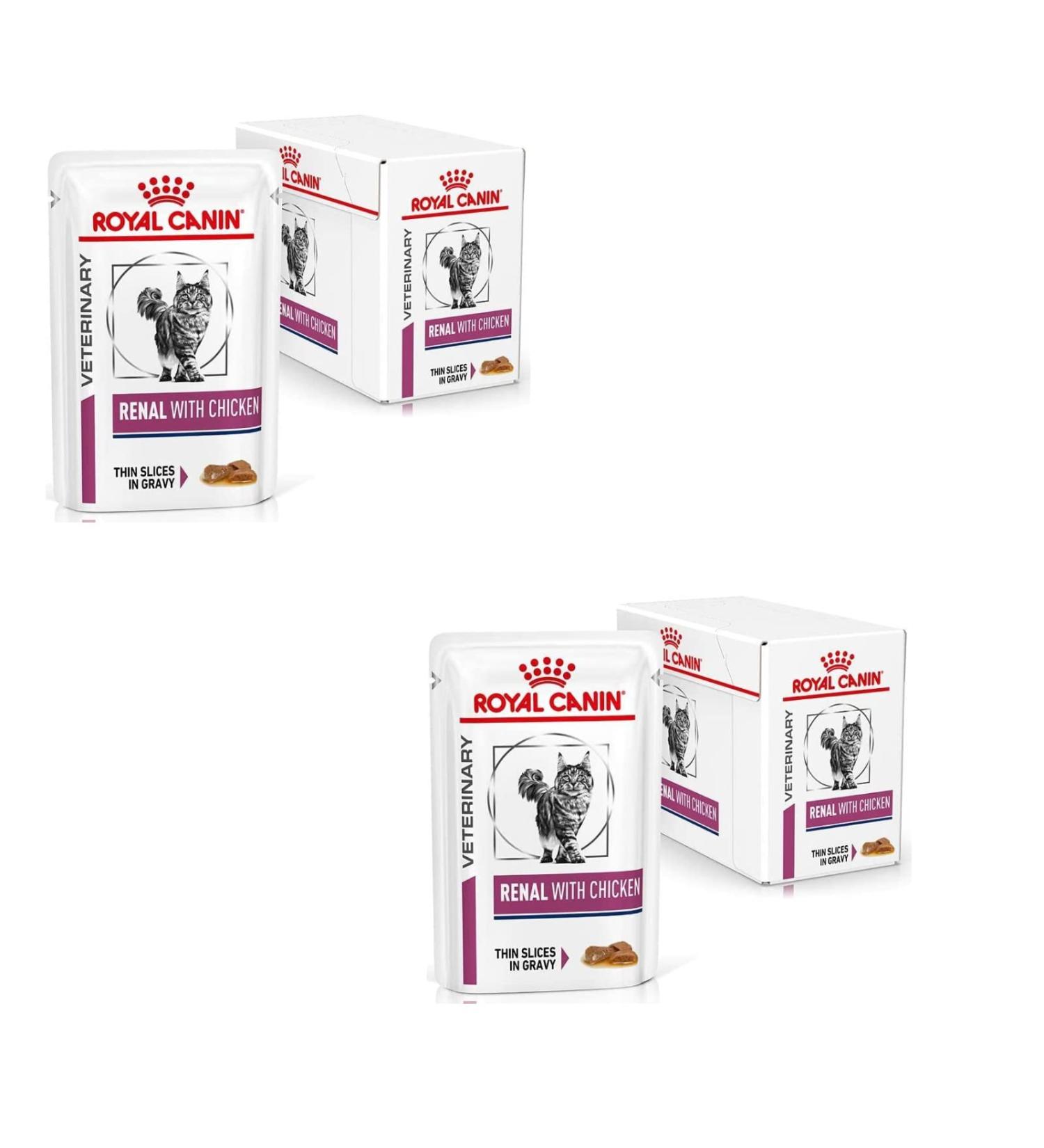 Royal Canin Veterinary Renal Chicken | Double Pack | 2 x 12 x 85g | Complete Dietary Food for Adult Cats | for Support in Kid - Buy Online on GoSupps.com