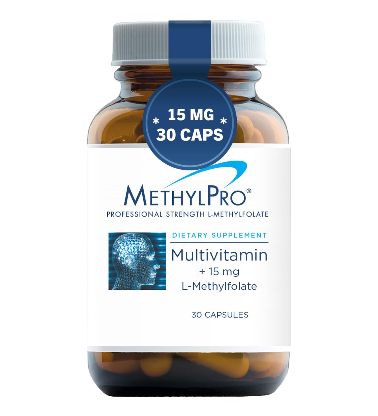 MethylPro 15mg L-Methylfolate Multivitamin: Mood Support for Women & Men - B Complex, Vitamin D, C - 30 Capsules - Buy Online on GoSupps.com
