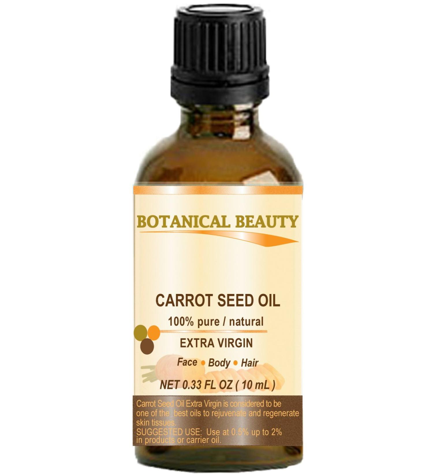 100% Pure Carrot Seed Oil - Extra Virgin & Cold Pressed - Natural Carrier Oil for Face Skin Body Hair & Nails - Botanical Beauty 10ml - Buy Online on GoSupps.com