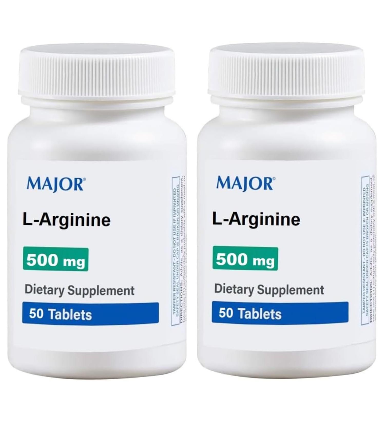 AmeriCan Goods 2/Pack 500/mg Major L-Arginine 100 Tablets Dietary Supplement for Adult