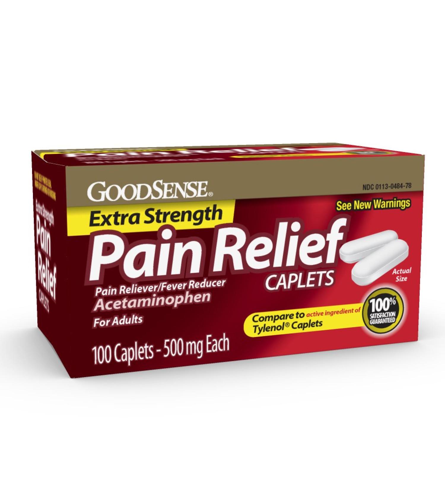 GoodSense Extra Strength Pain Relief - 500 mg Acetaminophen Caplets 100 Count | Fast International Shipping - Buy Online on GoSupps.com