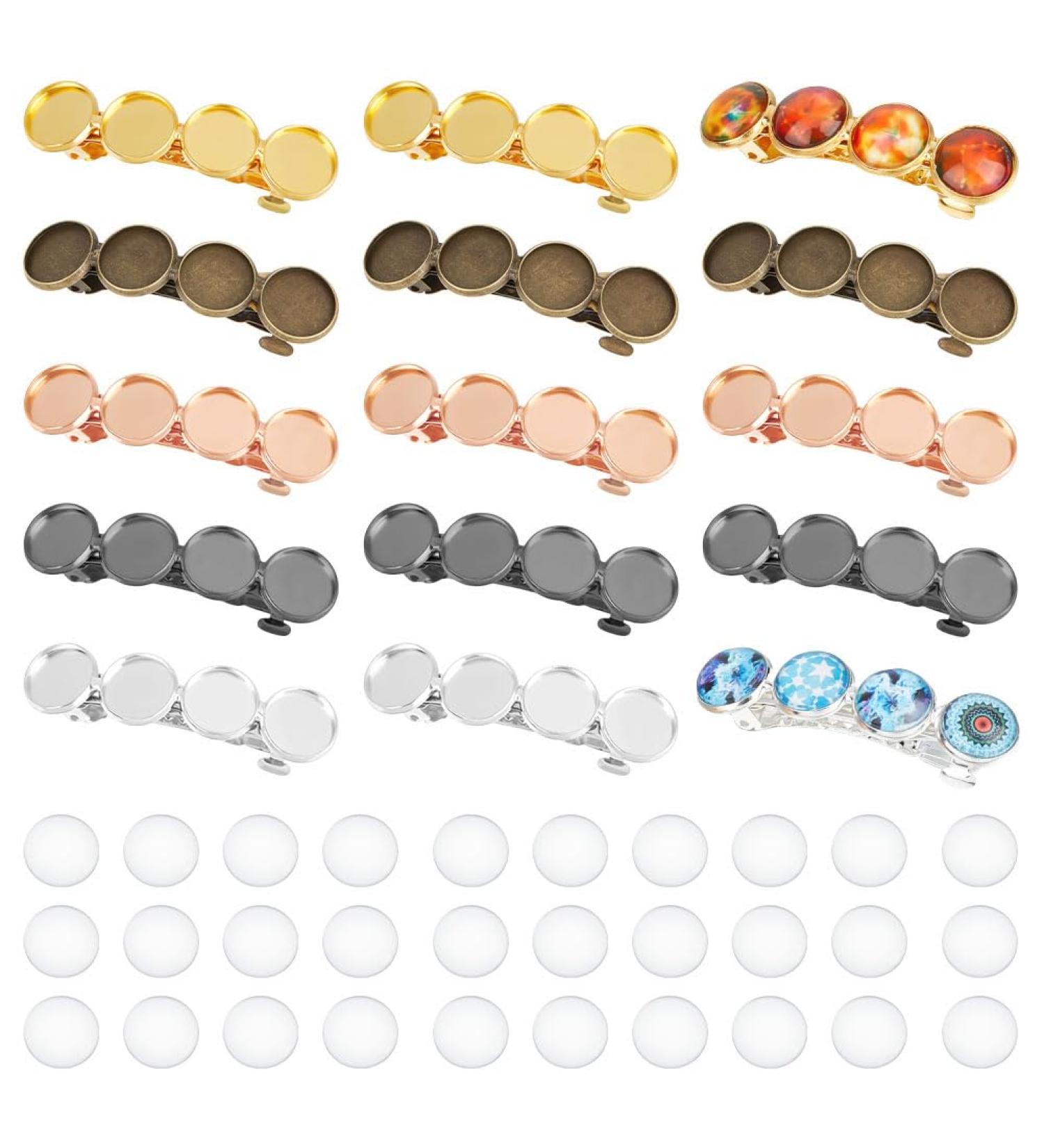 Unicrafale 20 pcs Hair Clips Set | DIY Blank Brass Hair Clips | Macaron Resin & Metal Cabochon Hair Accessories for Women - Buy Online on GoSupps.com