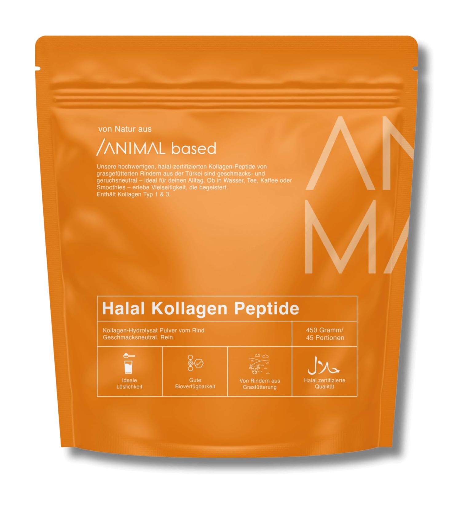 Halal Collag ne Poudre 450g - Pur Collag ne Hydrolysat Type I & III - Bovins nourris l'herbe de Turquie - Certifi Halal - 2000 Daltons - Go t Neutre - Conditionn en Allemagne - Buy Online on GoSupps.com