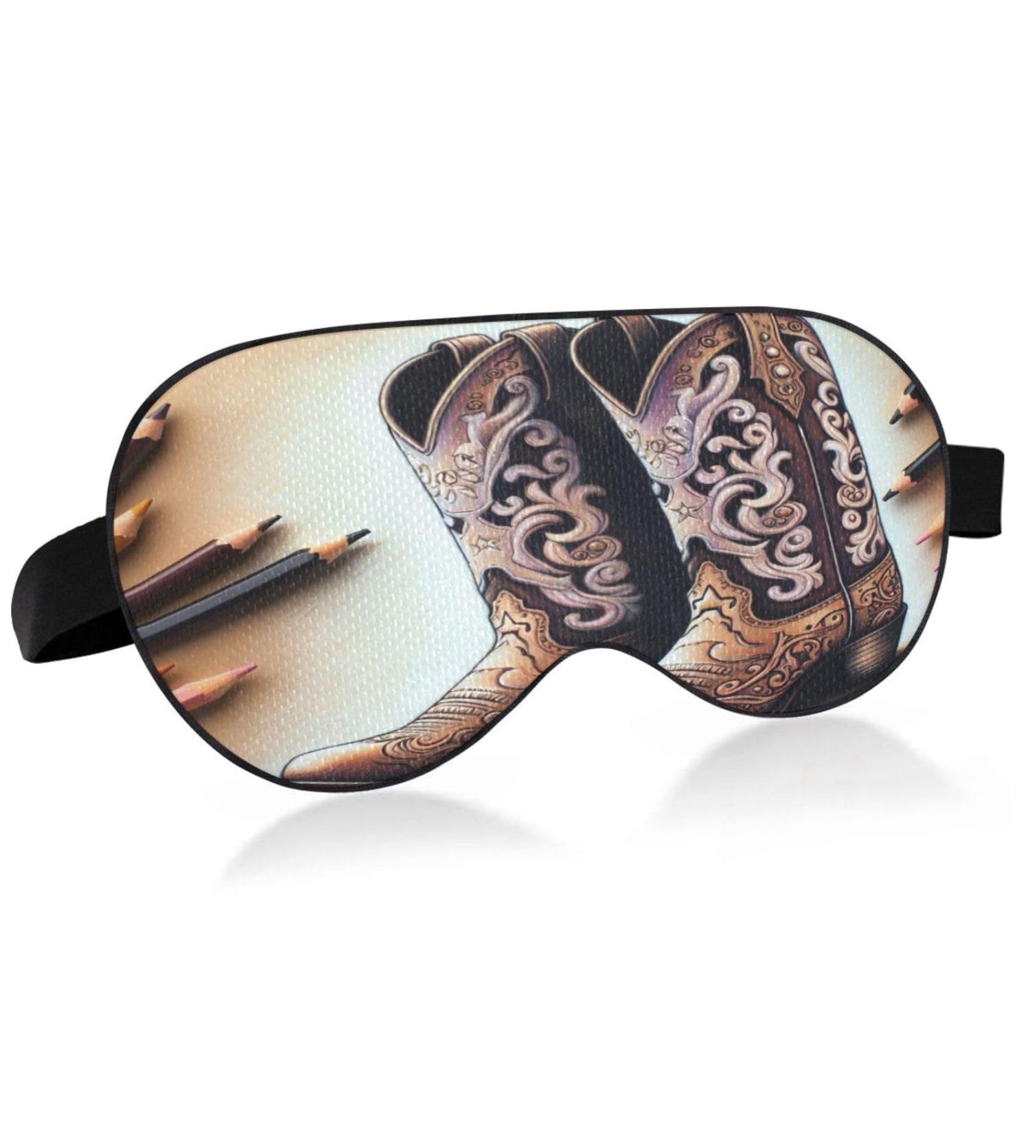 Buy Pastel Cowgirl Boots Sleep Mask | Light Blocking Eye Cover for Men & Women | Adjustable Strap Vintage Design for Travel & Naps - Buy Online on GoSupps.com