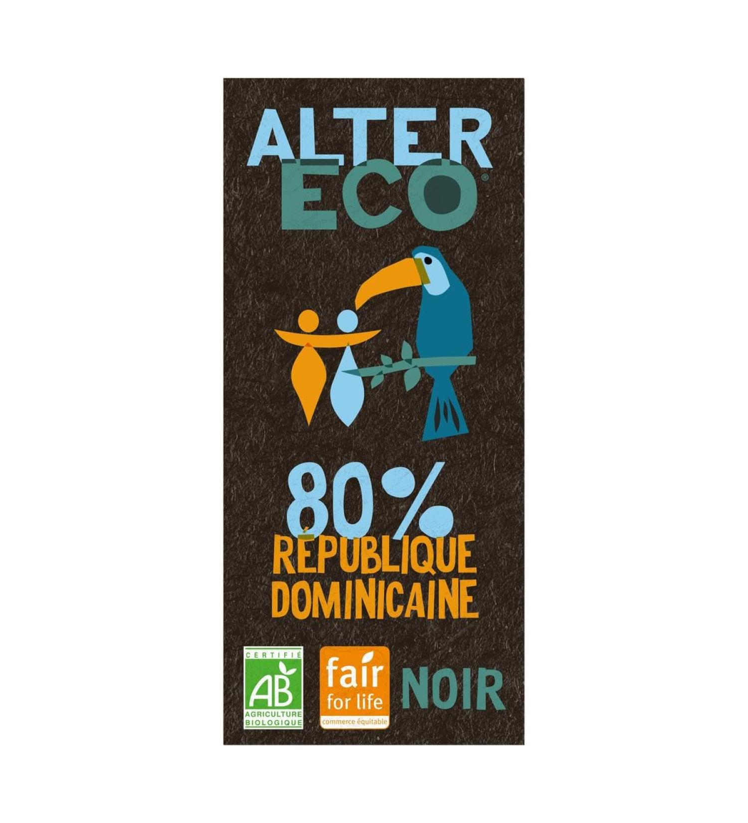 G n rique ALTER ECO - FAIR TRADE - Alter Eco - Fair Trade Dark Chocolate Dominican Republic 80% Organic 100G - 100G - Pack of 3 - Sold as a Pack