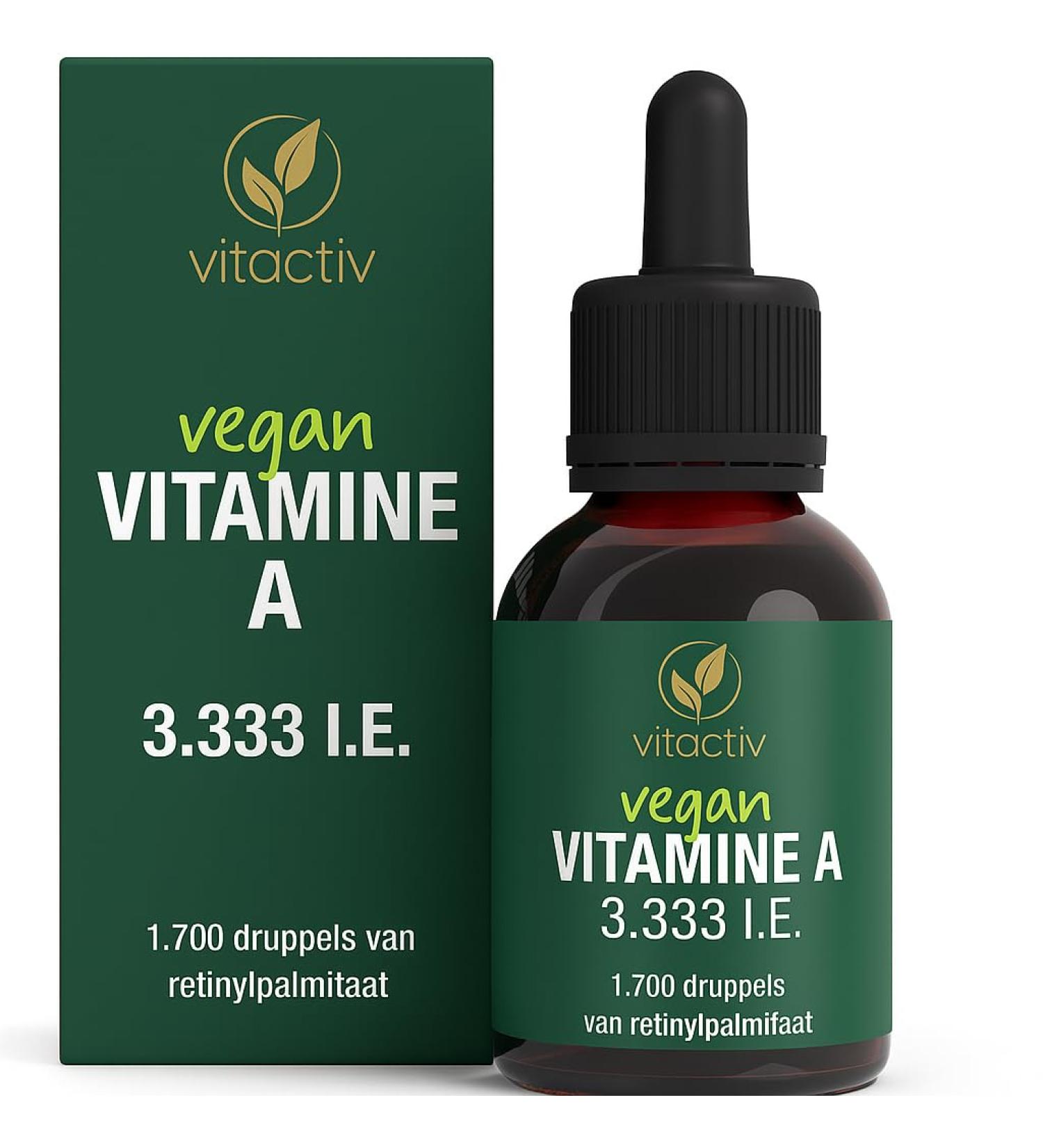 Vitactiv Natural Nutrition Vitamin A drops high dose 50 ml 1700 drops for 850 days 1000 g 3333 IU A vitamin per day highly bioavailable retinyl palmitate MCT oil from Germany laboratory tested - Buy Online on GoSupps.com