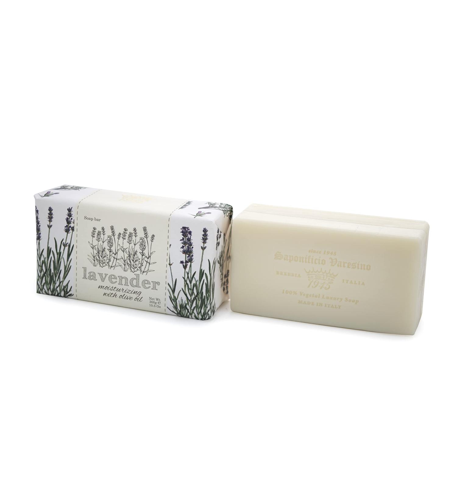 Saponificio Varesino Italian Triple Milled Handmade Soap With Moisturizing Olive Oil 10.5 ounce Bar (Lavender)