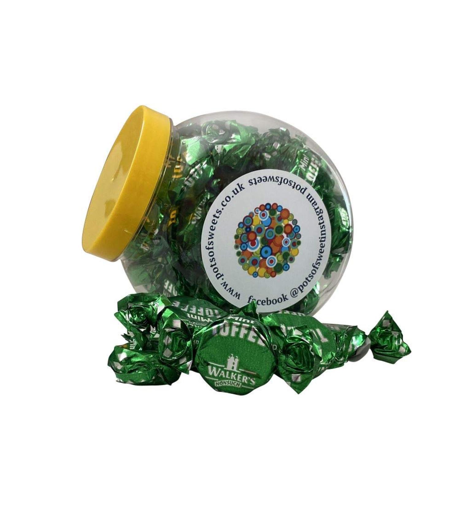 Personalized Customise with Your Own Message or Image 250g Cookie Jar of Walkers Indiviually Wrapped Mint Toffees