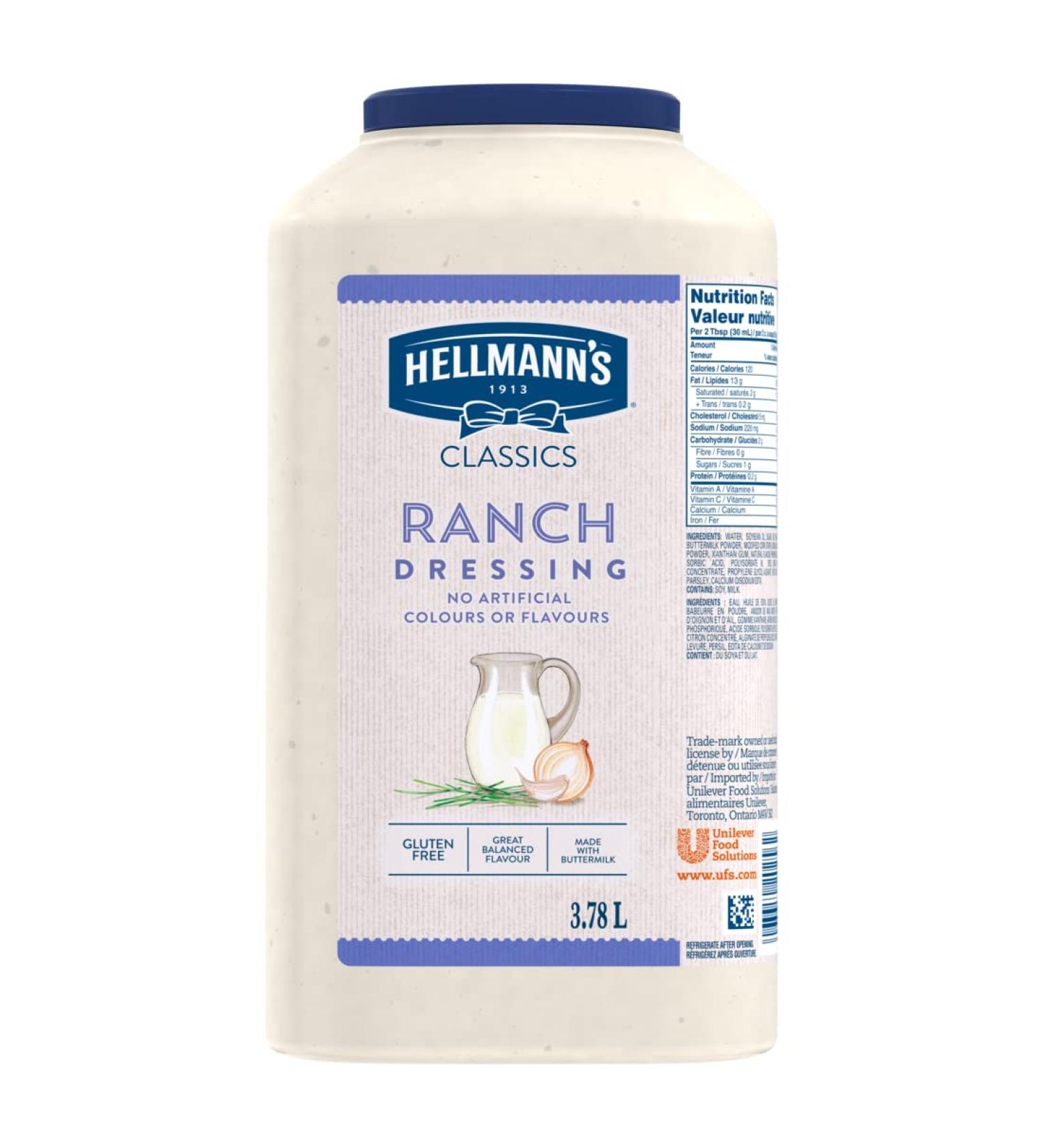 Hellmann's Ranch Salad Dressing Gluten Free 3.78L Jug - Buy Online on GoSupps.com