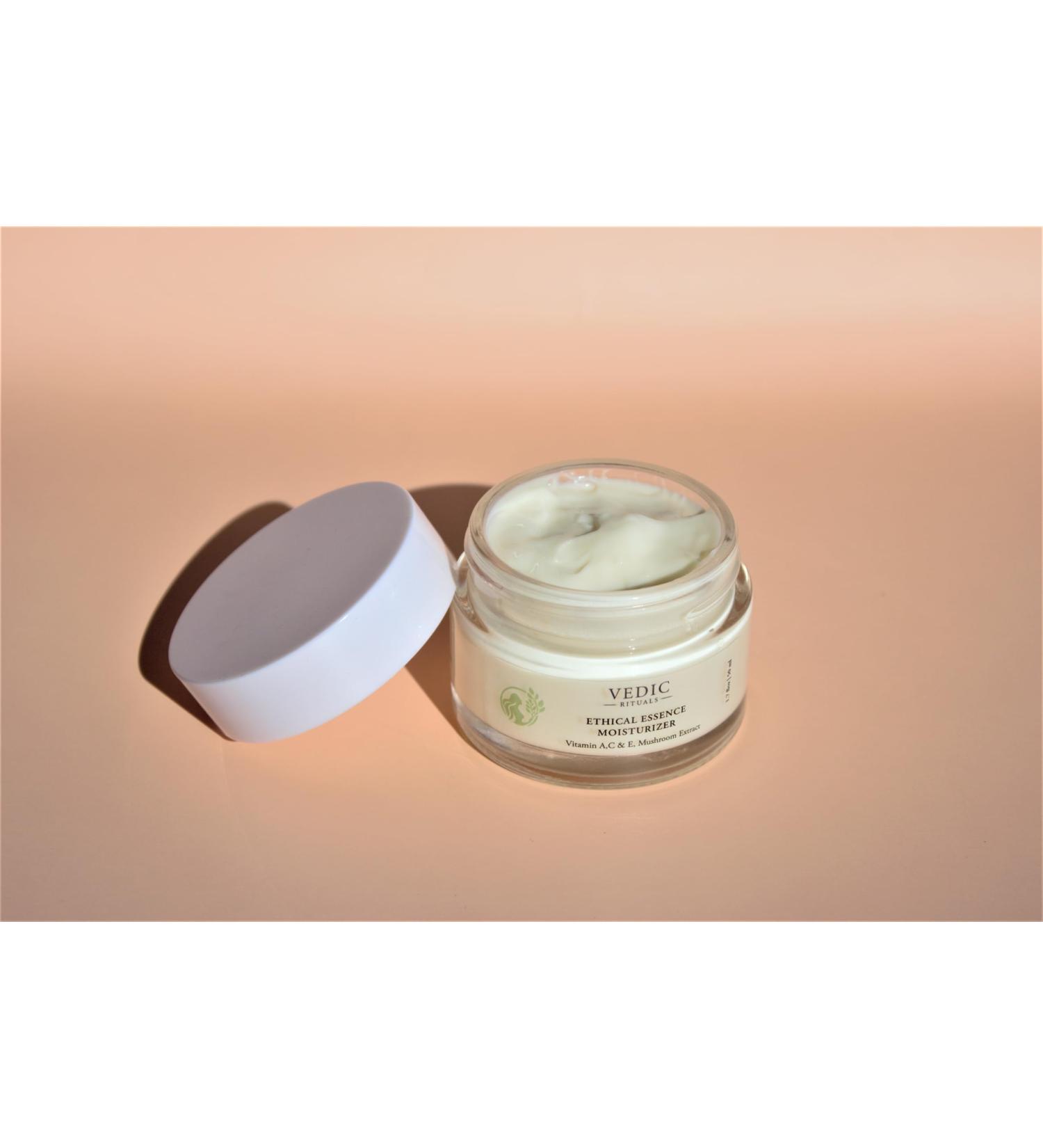 Vedic Rituals Ethical Essence Moisturizer Lightweight Face Cream with MintLeaf & Rice Nutri-Peptides Deep Hydration That Restores Balance Smooths Texture & Promotes Youthful Glow - Buy Online on GoSupps.com