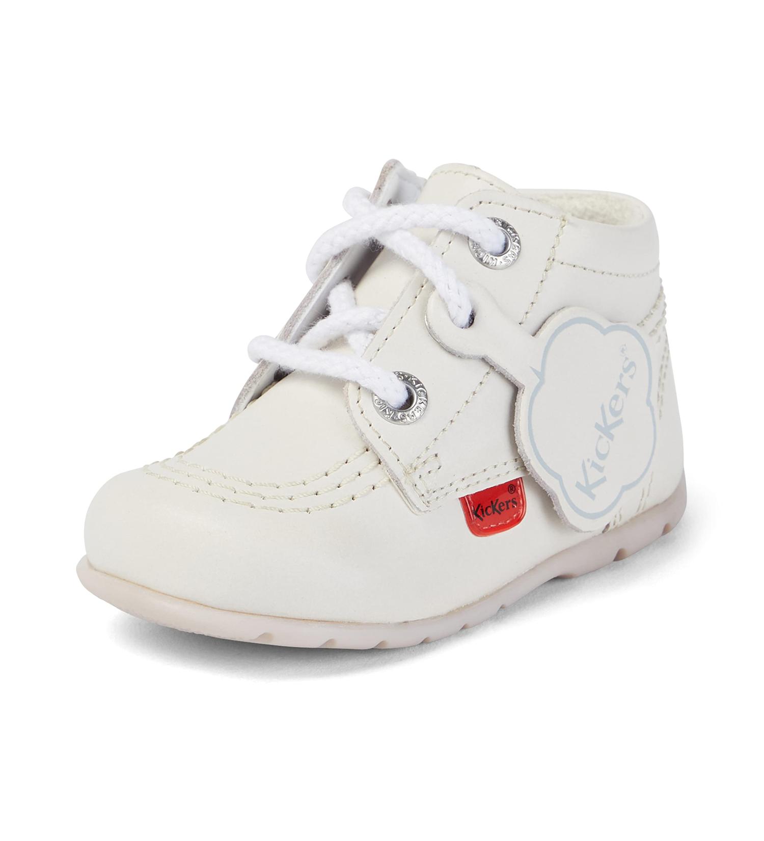 Kickers Kids Kick Hi Leather Ankle Boot - White, Size 1 UK Child - Buy Online on GoSupps.com