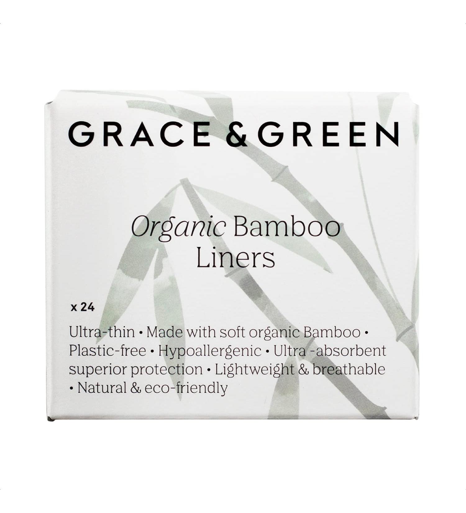 Grace & Green Bamboo Panty Liners - Ultra Thin Organic Biodegradable Bamboo - Individually Wrapped - Plastic-Free - 24 Count - Buy Online on GoSupps.com