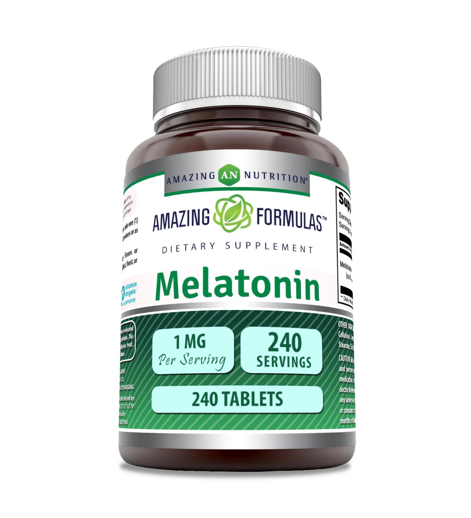 Amazing Formulas Melatonin | 1 Mg Per Serving Supplement | Tablets | Non-GMO | Gluten Free | Made in USA (240 Count)
