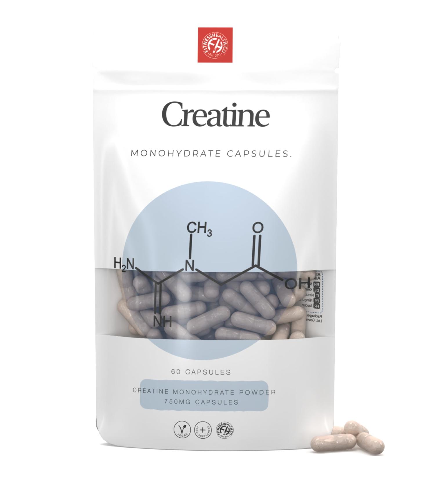 Buy Creatine Monohydrate Capsules 750mg - High Strength Vegan Energy Supplement for Men & Women | Boost Energy & Performance (60 Capsules) - Worldwide Shipping - Buy Online on GoSupps.com