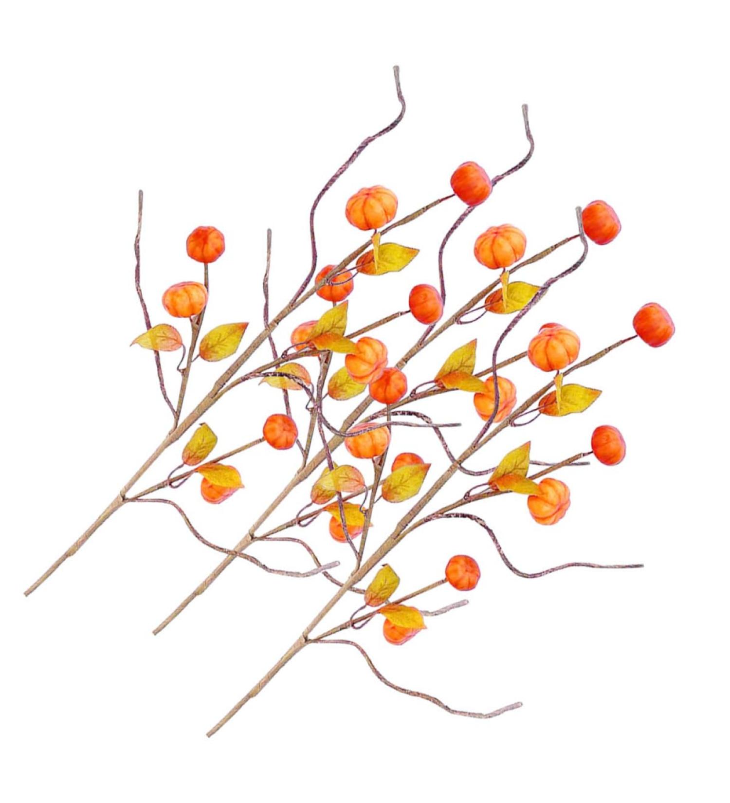 HOMSFOU 12 Pcs Artificial Pumpkin Branch Maple Leaf Branch Pumpkin Berry Picks Thanksgiving Pumpkin Branch Fall Pumpkin Picks Halloween Pumpkin Branch Autumn Foam Artificial Flower - Buy Online on GoSupps.com