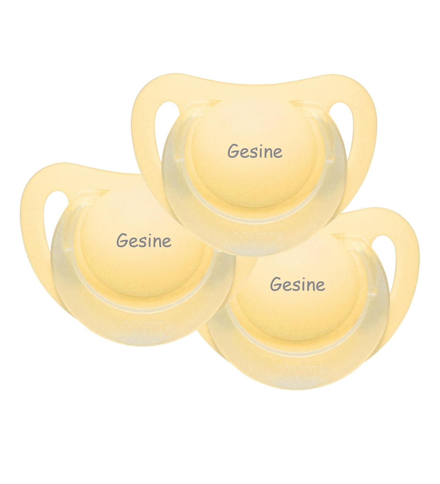 Name pacifier - NUK Starlight pacifier with name - silicone size 2 - yellow - set of 3