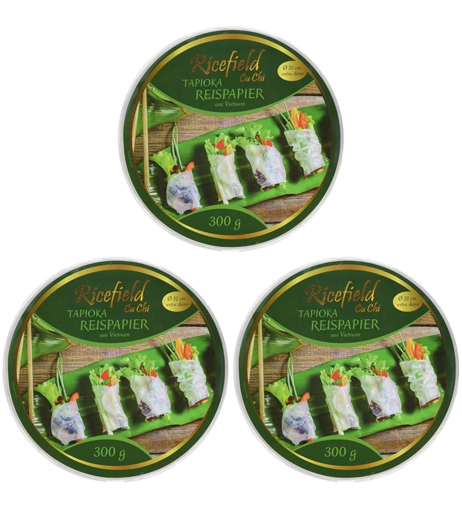 Ricefield Tapioca Rice Paper Round 22cm Premium Quality 300g (Pack of 3) 1 300g (Pack of 3)