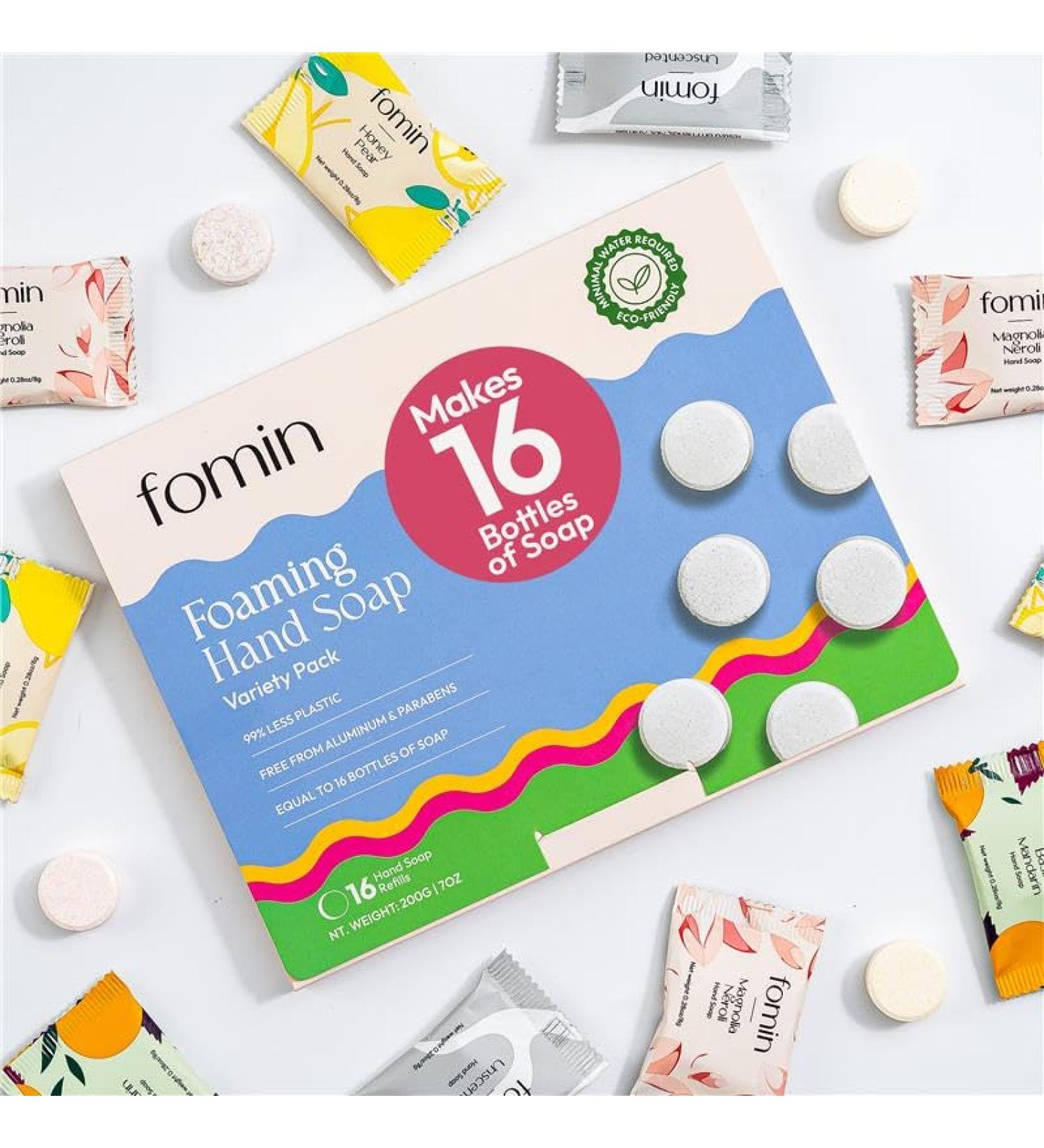 FOMIN Foaming Hand Soap Refills (16 Pack) - Variety Pack Foaming Hand Soap Tablets - Skin Friendly Foam Soap Refill for Hand Wash - Makes 128 fl oz (16 x 8 fl oz) - Buy Online on GoSupps.com