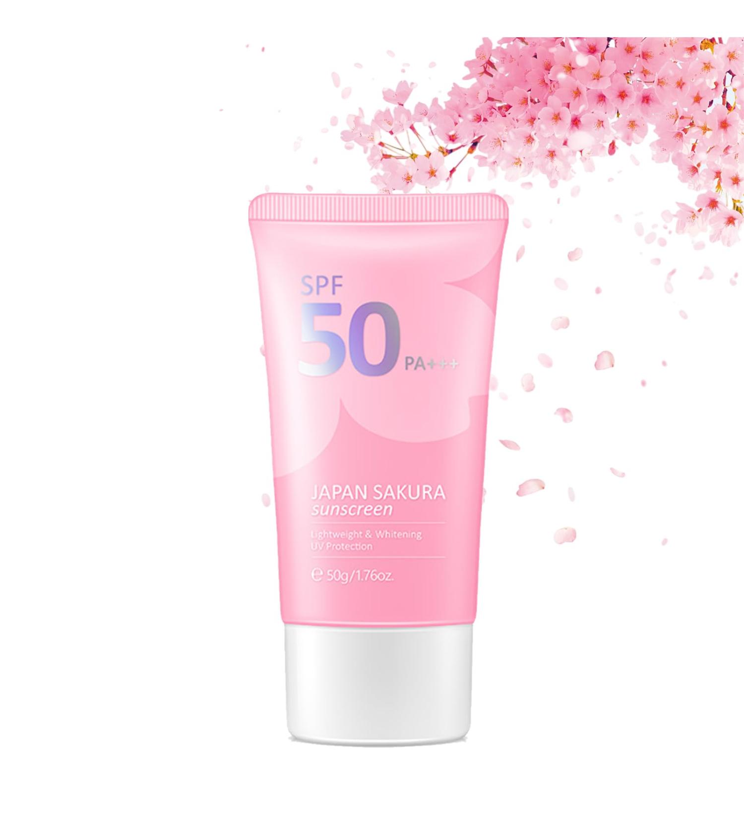 Sakura Sun Cream SPF 50 Sunscreen SPF 50 Sun Protection Over Makeup SPF 50 Face Moisturiser Non-Greasy + Lightweight With Hyaluronic Acid & Centella Sunscreen Against UVA & UVB  - Buy Online on GoSupps.com
