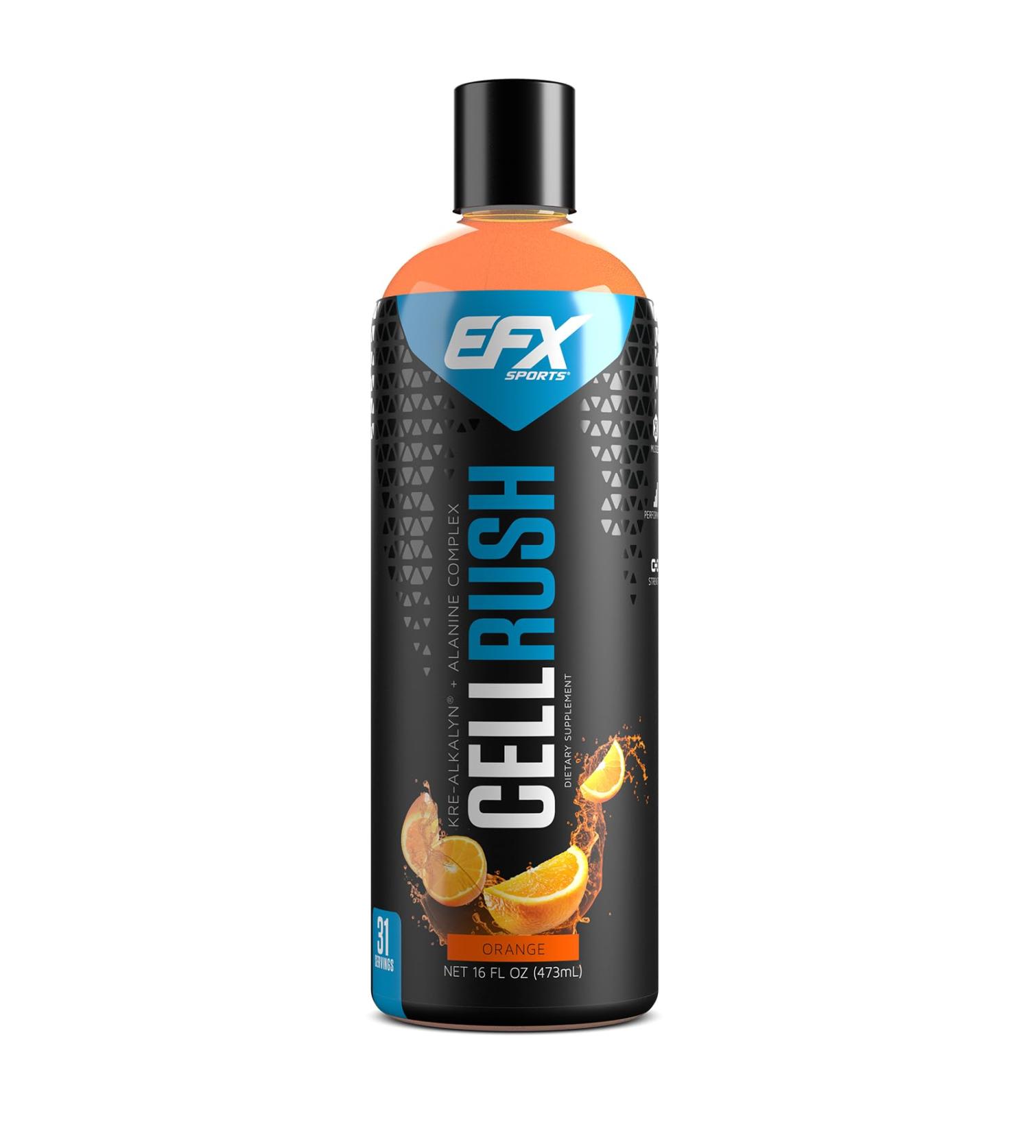 EFX Sports Cell Rush - Fast Acting Muscle Fuel with Kre Alkalyn & Beta Alanine | 16 Fl Oz (Orange) | International Shipping Available - Buy Online on GoSupps.com