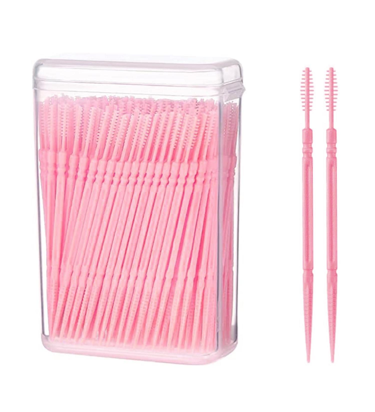200-Piece Pink Interdental Brushes & Toothpicks Set | Soft Silicone Dental Care On-The-Go - Buy Online on GoSupps.com