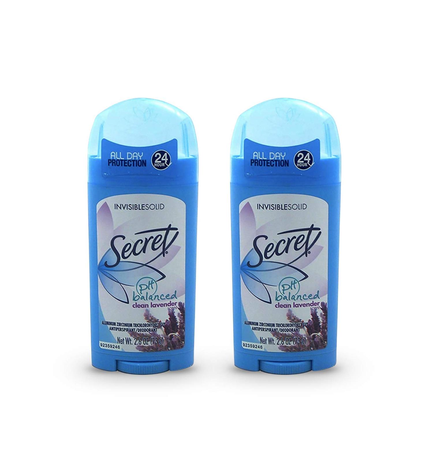 Secret Invisible Solid Antiperspirant & Deodorant Clean Lavender Scent 2.6 Oz (Pack of 2) Lavender 2.6 Ounce (Pack of 2)