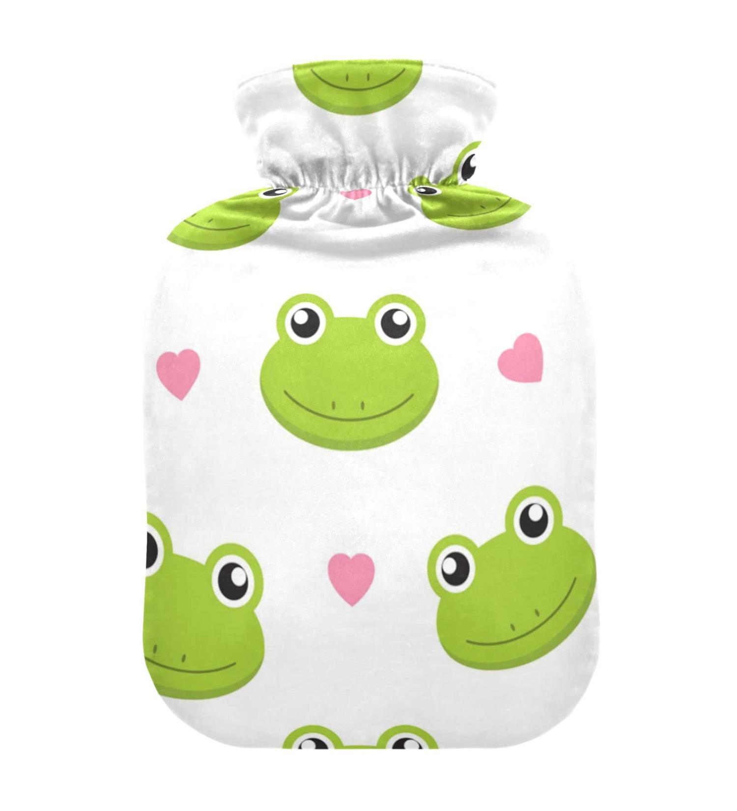 Hot Water Bottles with Cute Frog Cover | 2L Pain Relief & Hand Warmers | International Shipping - Buy Online on GoSupps.com