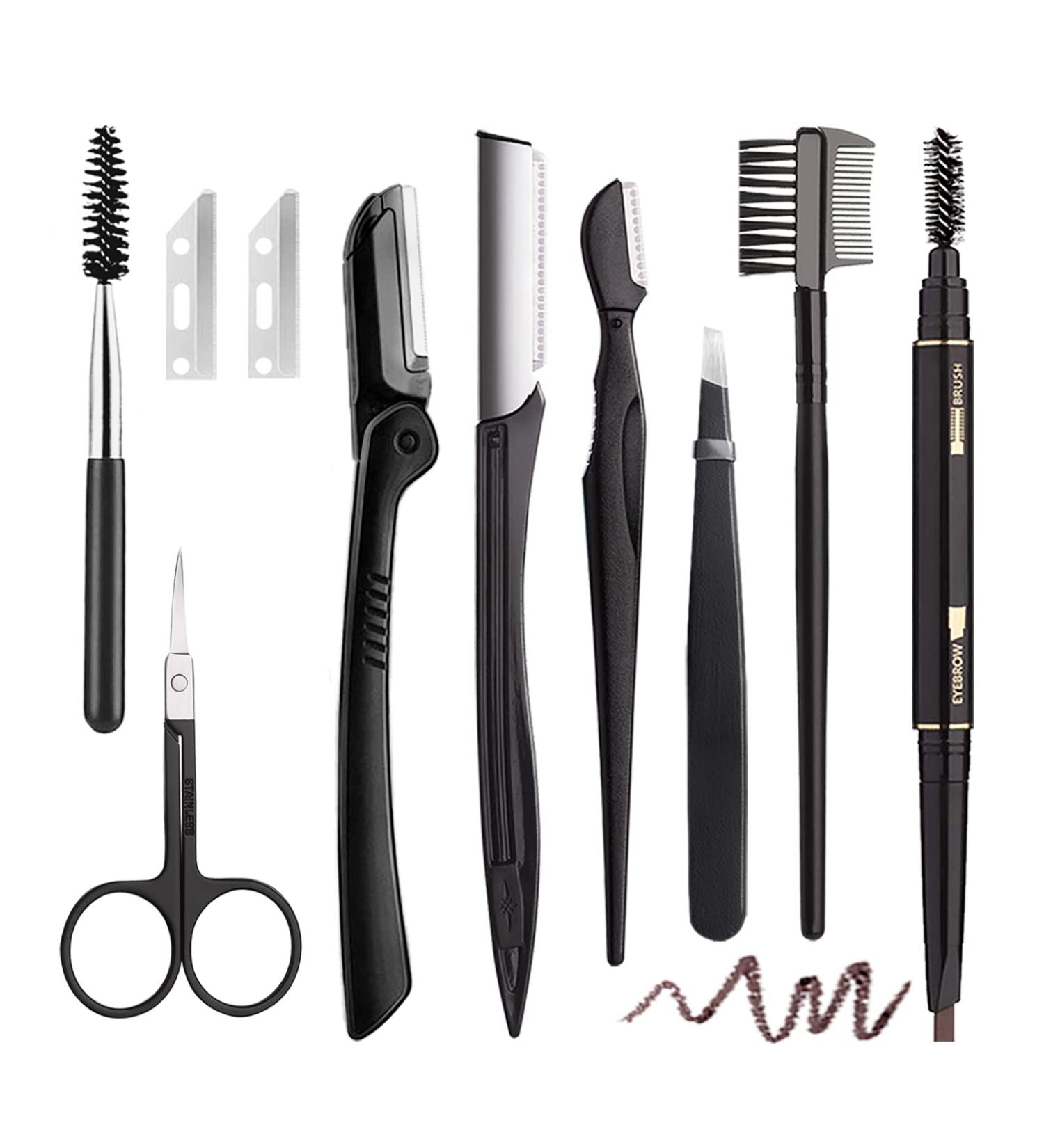 BOYI 9-in-1 Eyebrow Grooming Kit for Women & Men - Razor Scissors Tweezers & More | Perfect for Flawless Brows - Buy Online on GoSupps.com
