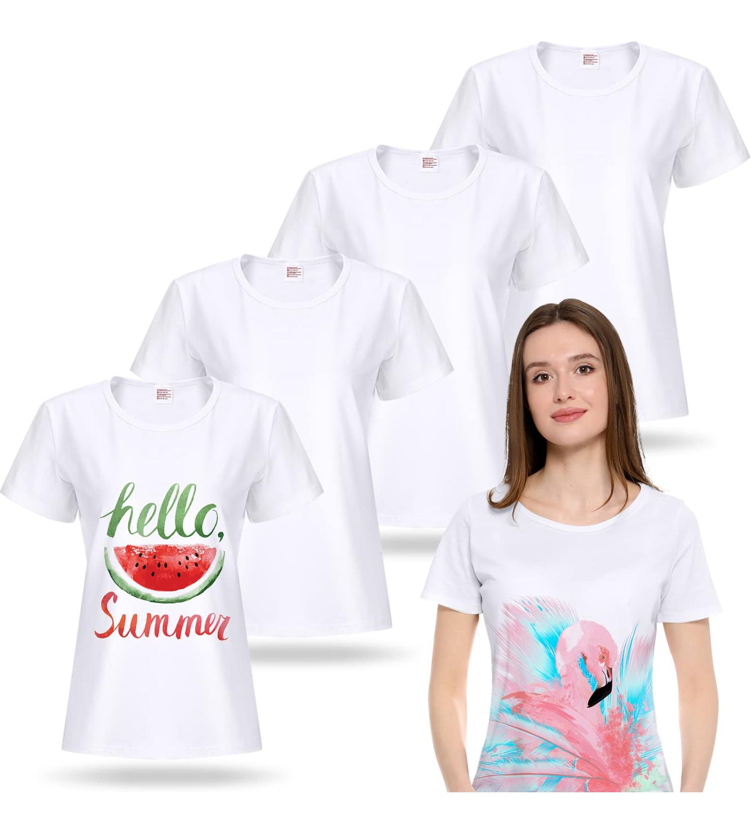5-Piece Women's White Polyester Sublimation T-Shirt Set - Short Sleeve, Size Medium - Buy Online on GoSupps.com