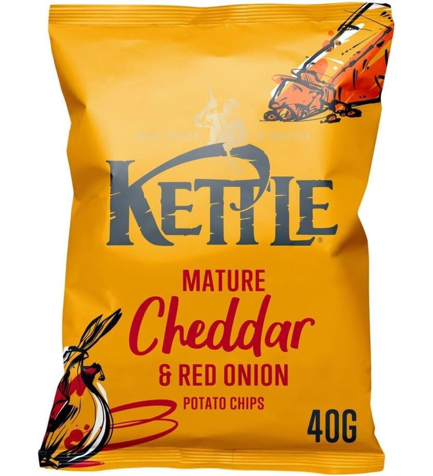  Wowboxme Kettle Crisps 18 x 40g (mature cheddar and red onion) - Buy Online on GoSupps.com