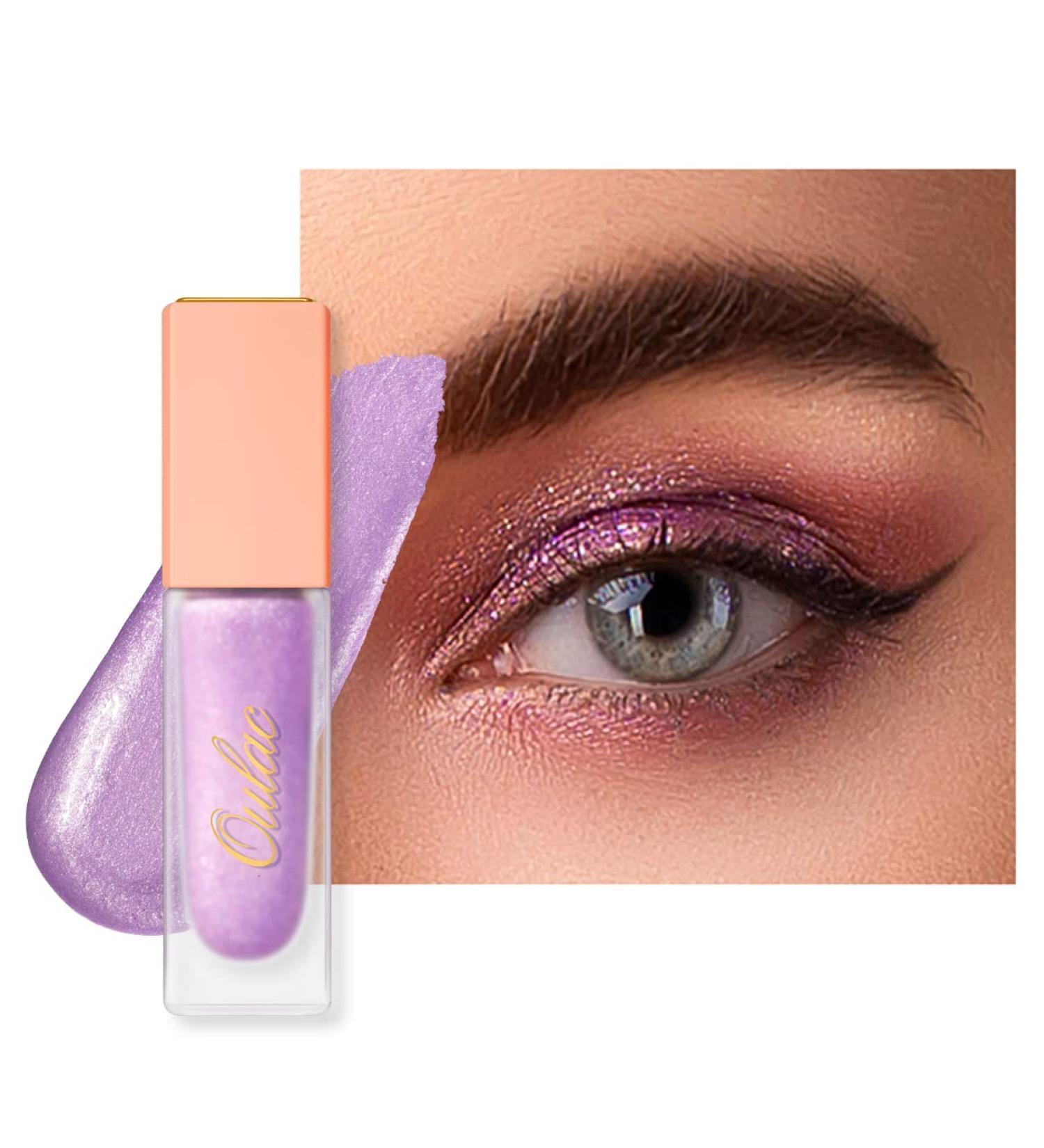 Oulac Purple Glitter Liquid Eyeshadow & Eyeliner - Long-Lasting Shimmer Makeup | Vegan & Cruelty-Free Formula - 08 Metallic Lilac - Buy Online on GoSupps.com