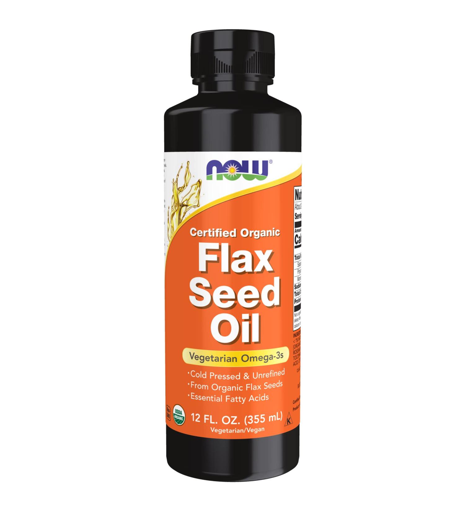 Now Foods Certified Organic Flax Seed Oil 12 fl oz (355 ml) - Buy Online on GoSupps.com